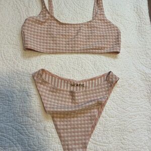 Skatie Pink and White Striped Bikini